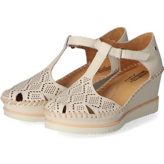 Pikolinostil kvinder. W3Z-1991 Læder sandaler Aguadulce off-white -Højde 7cm kile (40), Hvid, 5-8 cm, Spænder, Casual
