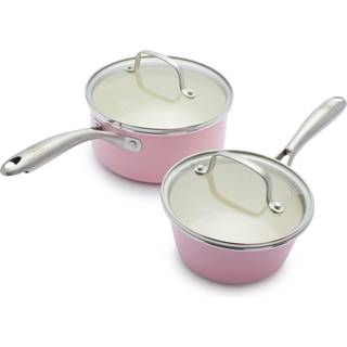 Greenlife Artisan Sund keramisk nonstick 1qt og 2qt gryde Pot s?t med l?g rustfrit st?l h?ndtag Induktion PFAS-fri opvaskemaskine sikker ovn sikk