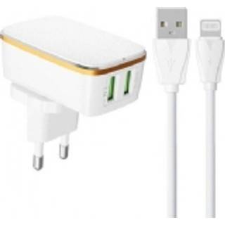 oplader - LDNIO A2204 2USB + Lightning kabel