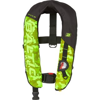 Oppustelig redningsvest til fiskeri Baltic Mako 150N, manuel, UV-gul + kulsyrepatron 33 gram, 40 - 150 kg