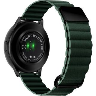 Smartwatch Rem 20mm Magnetisk Litchi Læder - Grøn / Sort