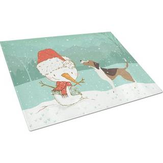 Caroline's Treasures CK2052LCB Beagle Snowman Christmas Glass Cutting Board Stor dekorativt tempereret glas køkkenskæring og serveringsplade stor
