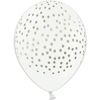 50 stk. Balloner pastel hvid guld prikker – stærk kvalitet 30 cm elegant festpynt