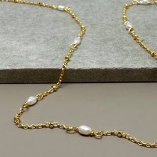 RICE DOTS LONG NECKLACE | GOLDEN