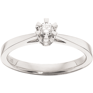 Prinsesse Ring i 14kt. hvidguld m. 0,10ct. diamant