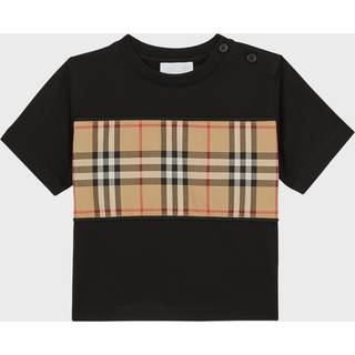 Burberry Kids Checked cotton T-shirt - black - M 18