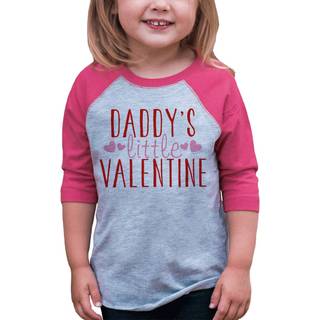 7 spiste 9 Apparel Girl's Daddy's Little Valentine Toddler Vintage baseball skjorte T-shirt 2T Pink og Gr?