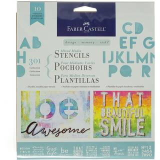 Faber -Castell Mixed Media Paper Stencils - 301 Collection - 10 Genanvendelige bogstaver Stencils