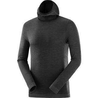 Salomon Men's Essential Wool Hooded Deep Black, M