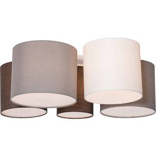 Loftslampe hvid grå og brun 5-lys - Multidrum