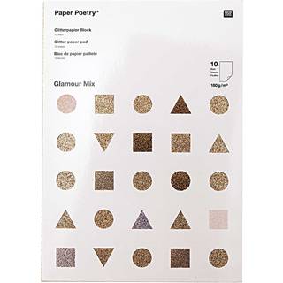 Paper Poetry Glitterpapierblock Glamour Mix DIN A4 10 Blatt