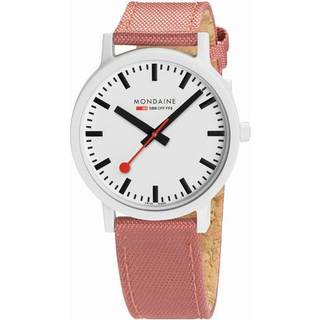 Mondaine Essence Sustainable Quartz White Dial Pink Textile Strap Unisex Watch MS1.41111.LP