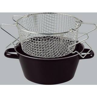 Riess Classic Schwarzemaille Pommes-Frites-Pfanne 20 cm mit Einsatz - Emaille - Schwarz