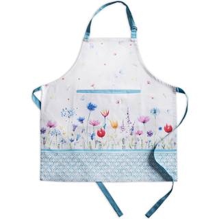 Maison D Hermine Apron 100% bomuld 1 stykke Justerbar nakkestropforkl?d med midtlomme og lange b?nd til gaver Kokk Kvinder og m?nd Blomster i mar
