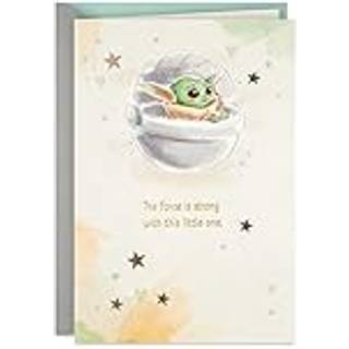 Hallmark Star Wars Baby Shower Card for nye forældre (baby Yoda Force er stærk) Velkommen ny baby lykønskning Køn afsløre maj 4.
