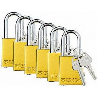 Brady Safety Lockout h?ngel?s -s?t - 6 Pack - Gul - N?gle sikkerheds lockout h?ngel?s - 2 n?gler pr. L?s - Sdal -ylw -38st -ka6