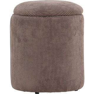 Limpen puf Ø32cm fløjl med opbevaring brun.