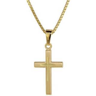 trendor 75276 Kreuz-Anhänger Gold 585 (14 Kt.) + Goldplattierte Kette