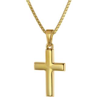 trendor 75421 Kreuz für Kinder 18 mm Gold 333 / 8 K + vergoldeter Silberkette