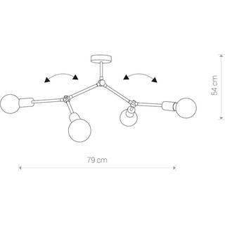 Loftlampe Twig IV, justerbar, 4 lyskilder