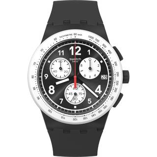 Swatch Nothing Basic About Black Quartz Black Chronograph Dial Silicone Strap Men's Watch SUSB420