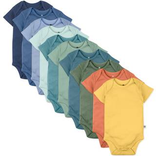 Honestbaby 10-pakker kort?rmet bodysuits i ?t stykke 100% organisk bomuld til sp?dbarn Baby Boys Girls Unisex Rainbow Gems Blues 0-3 m?neder