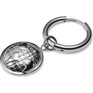 Sølvfarvet Drop Hoop Stålørering m. Globus Vedhæng