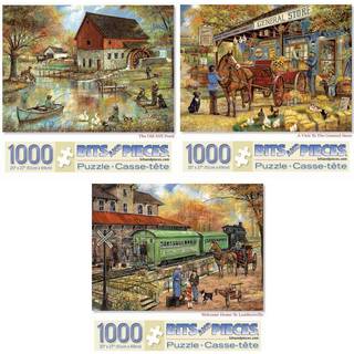 Bit og stykker - 1000 stykker puslespil for voksne - V?rdis?t p? tre (3) - Vintage Americana 20 X 27 Jigsaws af kunstneren Ruane Manning