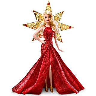 Barbie 2017 feriedukke med rød metallisk kjole og tilbehør