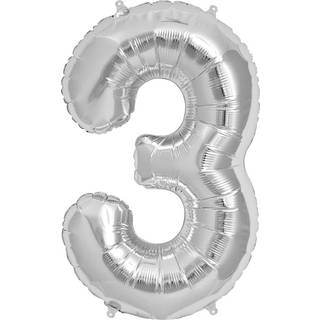 Folienballon Zahl 3 Silber