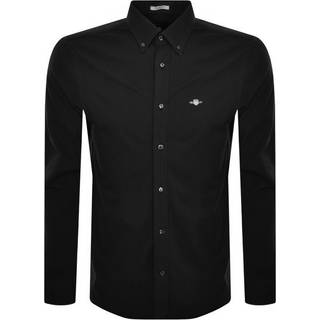 Gant Regular Jersey Pique Long Sleeved Shirt Black