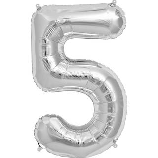 Folienballon Zahl 5 Silber