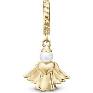 Christina - Heavenly Angel charm i forgyldt til læderarmbånd