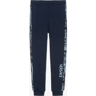 Versace Kids Barocco Stencil cotton jersey sweatpants - blue - Y 10