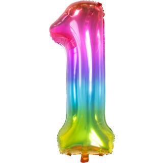 Folienballon Zahl 1 Regenbogen