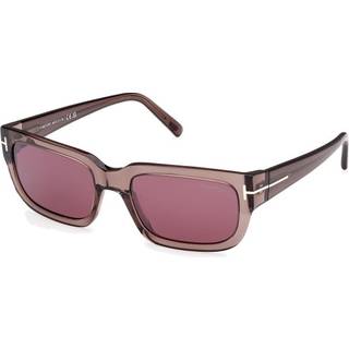 TOM FORD Unisex FT1075 EZRA 45U Solbriller Acetat Brun Rød Firkantet Normal Spejl