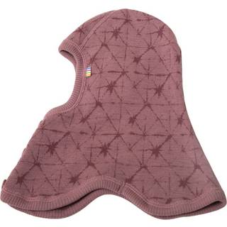 Elefanthue med knap i støvet rosa 100% merino uld med mønster