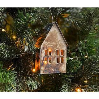Christbaumschmuck Haus Metall angelaufen Christbaumanhänger Vintage-Stil