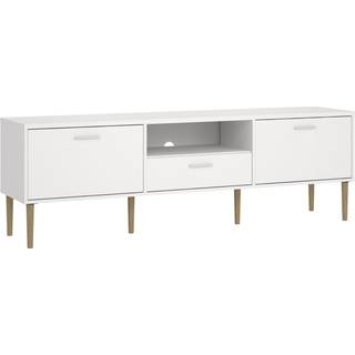 Tv-Bord Hvid m/Massive Eg Ben