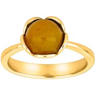 Siersbøl Shape Sølv forgyldt ring Flower lille med gul aventurin - Str. 54