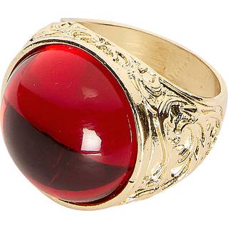Goldener Vampir Ring mit Rubinrotem Stein