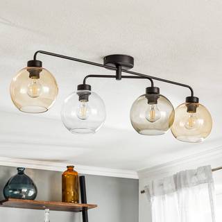 Loftlampe Cubus med 4 lyskilder klar/rav/grå
