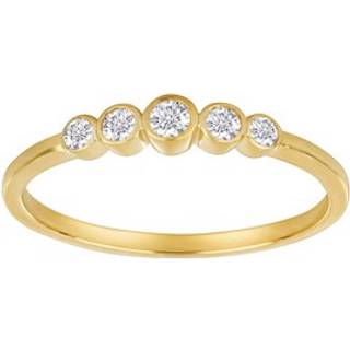 Siersbøl 14kt. guldring 5 x rørfatning m/dia. 0.15ct W/SI - Str. 52