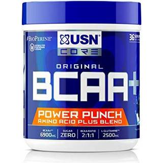 USN BCAA Power Punch, BCAA-pulver med vitamin B6 Intra Workout Amino Drink, blå hindbær, 400 g