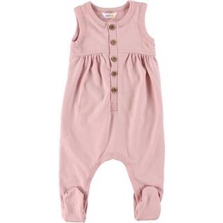 Romper med fod pastel rosa økologisk bomuld