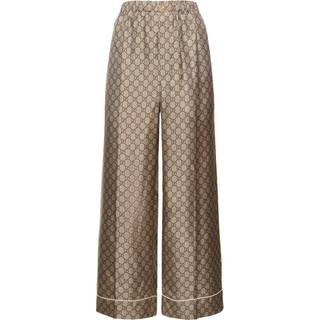 Gucci GG Supreme wide-leg silk pants - brown - XS