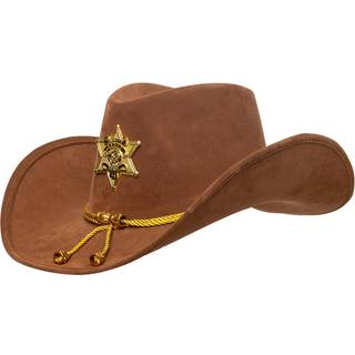 Brauner Sheriff Hut mit Stern & Goldquasten