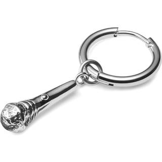 Sølvfarvet Drop Hoop Stålørering m. Mikrofon Vedhæng