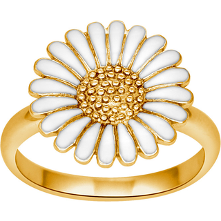 Siersbøl forgyldt ring i sølv Marguerit 15mm - Str. 54