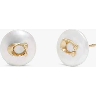 Coach Gold C Pearl Disc Stud Earrings - Gold